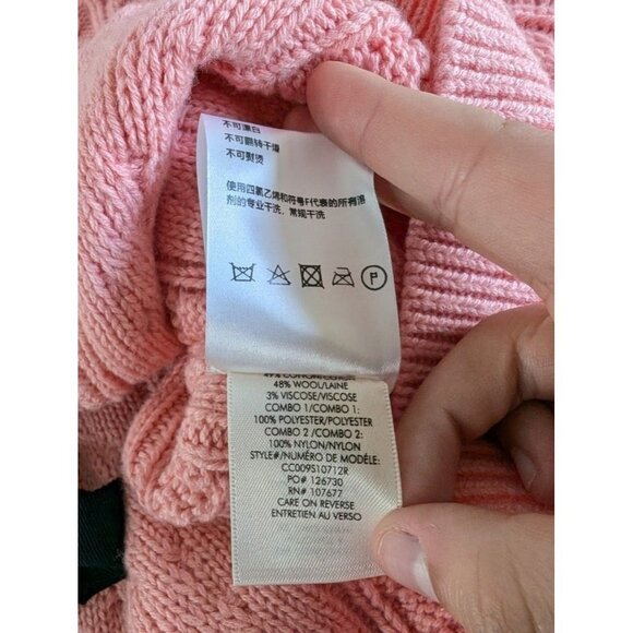 Alice + Olivia Kitty Puff Sleeve Sweater Cardigan Size Medium‎ Cable Knit NEW - Picture 6 of 14